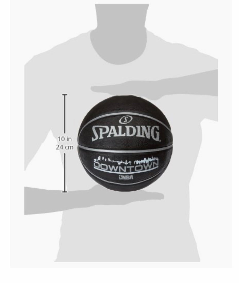 Spalding Downtown Ballon De Basket Taille 7 – Caoutchouc Noir, Canaux Profonds, Adhérence Supérieure, Parfait Pour Le Jeu Extérieur