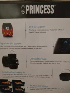 Princess Digital Air Fryer XL 5.2L 1700W Family Size +Baking Tin NEW Black 18205