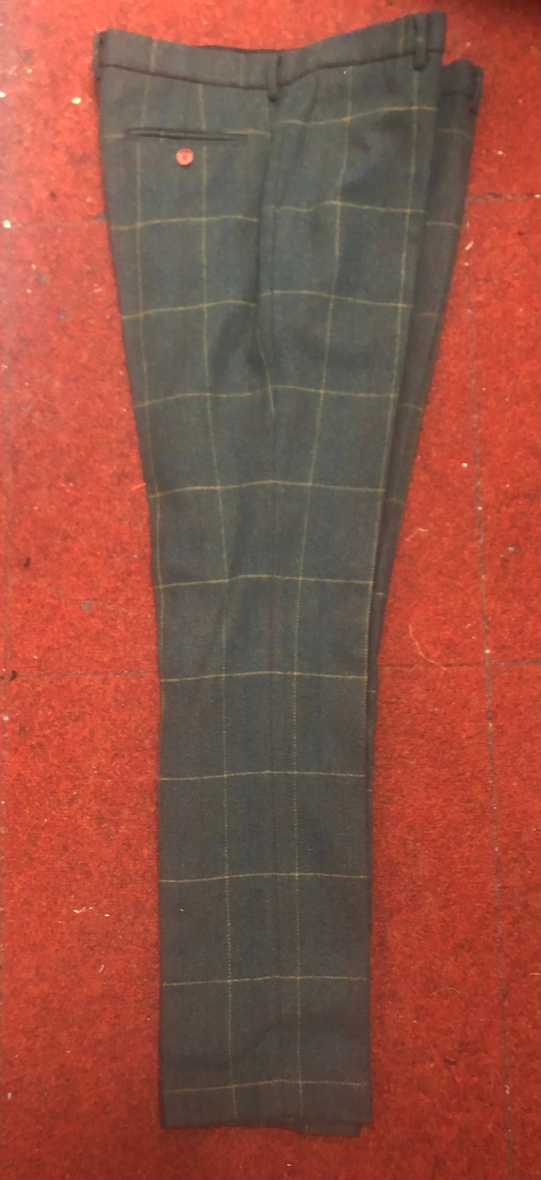 Shelby 4 piece overcheck green wool suit