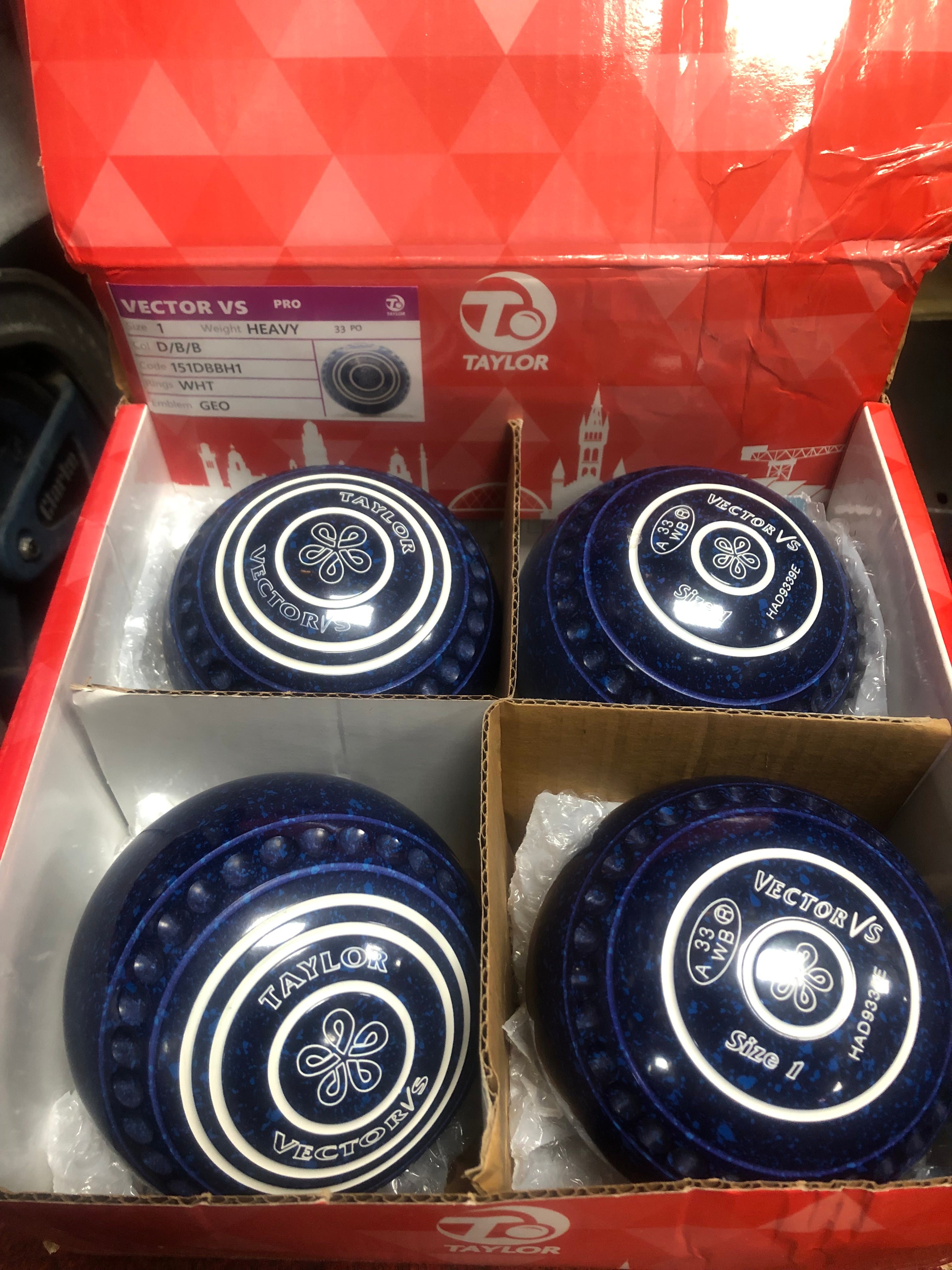 Taylor Lawn Bowls Vector VS Pro Grip in Dark Blue/Blue Speckled