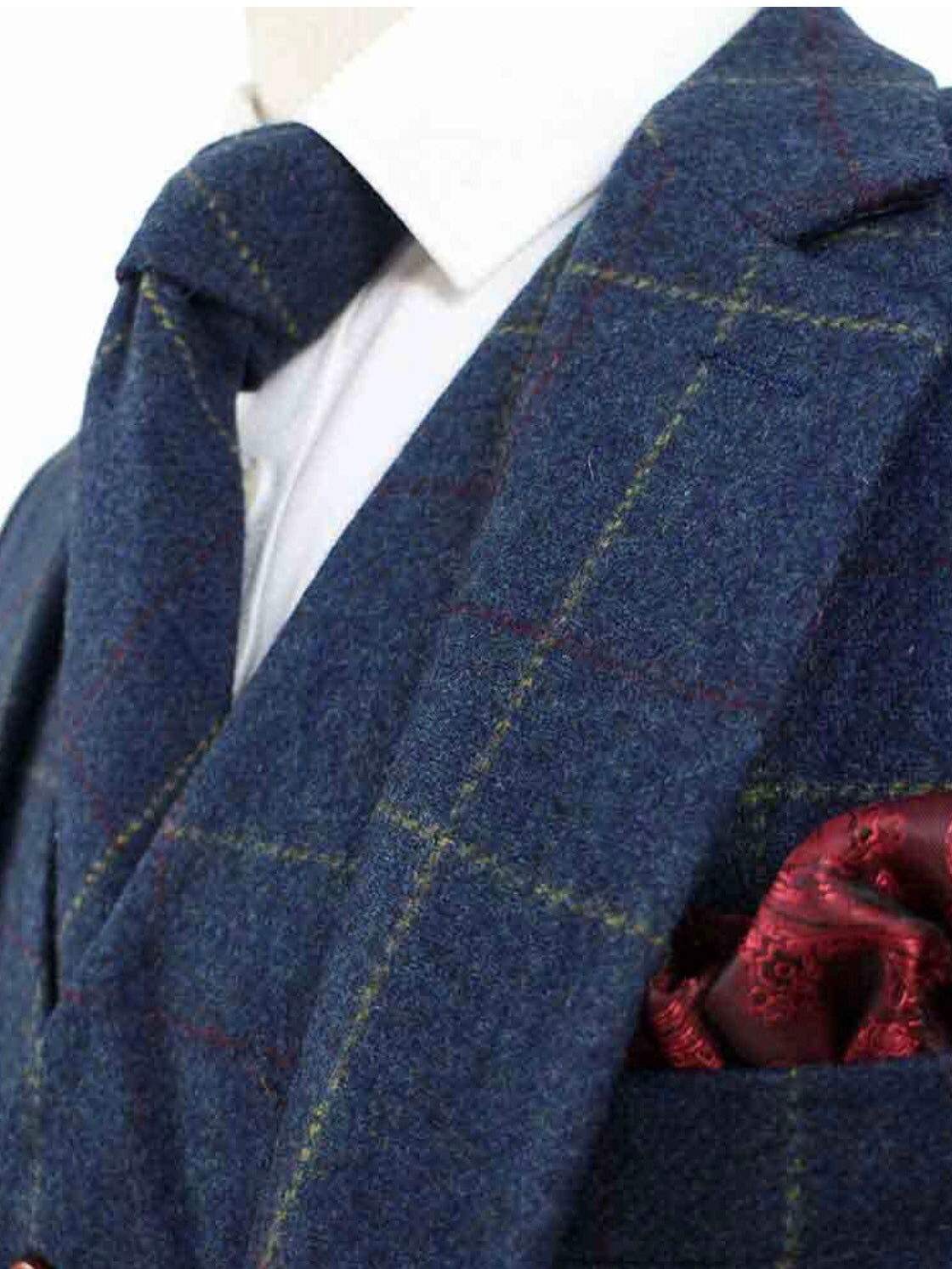 Shelby 4 piece overcheck green wool suit