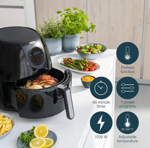 Princess Digital Air Fryer XL 5.2L 1700W Family Size +Baking Tin NEW Black 18205
