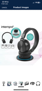 INTEMPO EE7067BLKPADSTKEU7 Wireless Bluetooth Headphones - Includes Charging Base, Foldable Headset, Cushioned Over Ear Design, Adjustable Headband, Up To 8 Hours Playtime, For Office, Travel, Home