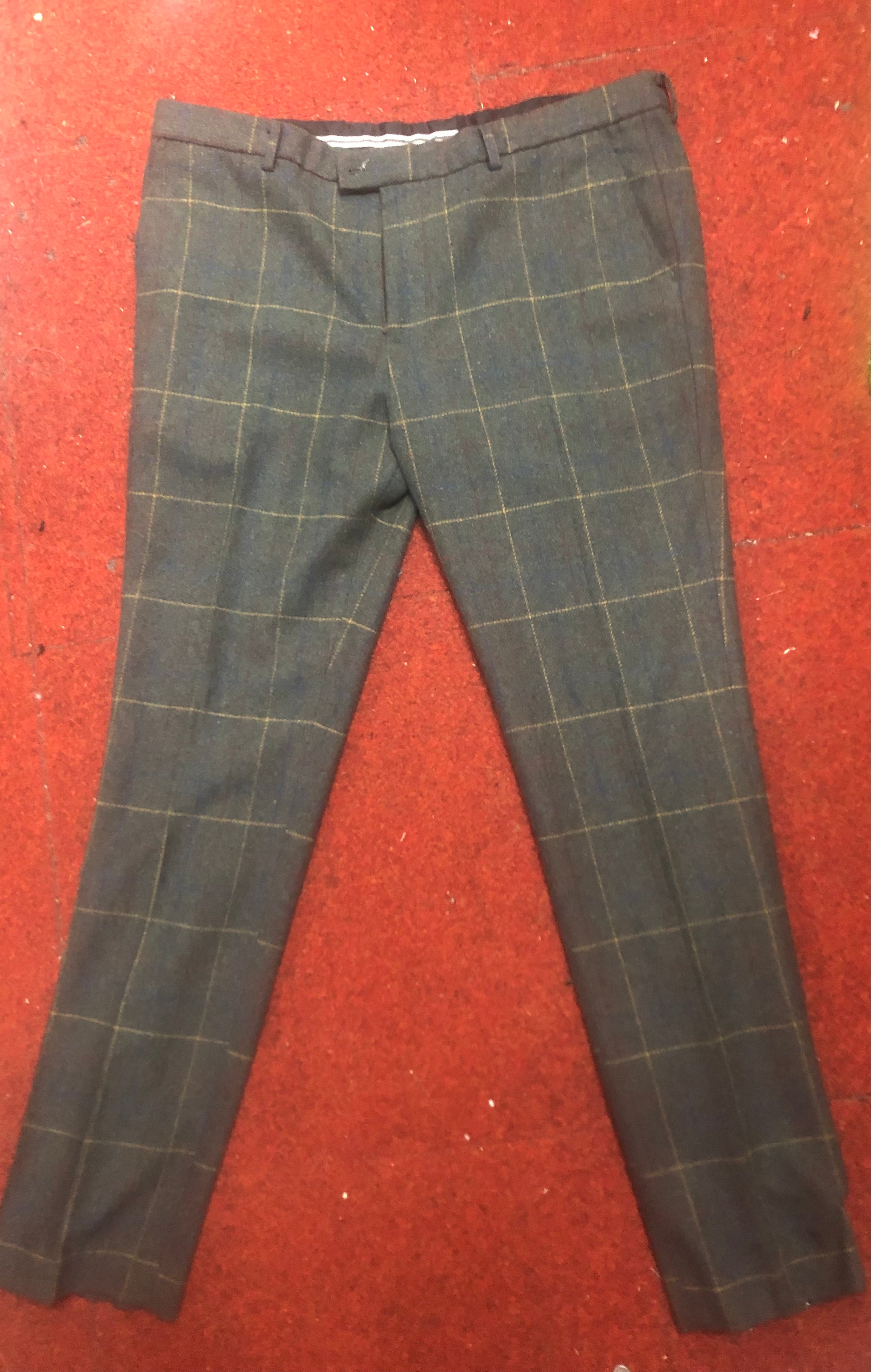 Shelby 4 piece overcheck green wool suit