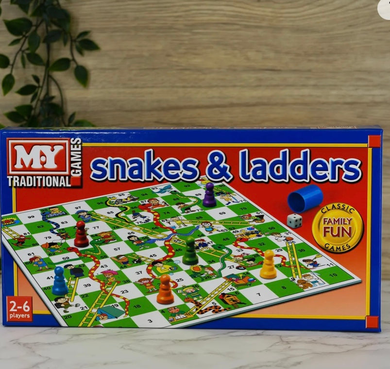 M.Y Traditional Games Snakes and Ladders Kids Board Game Family Play Set Traditional Children Games