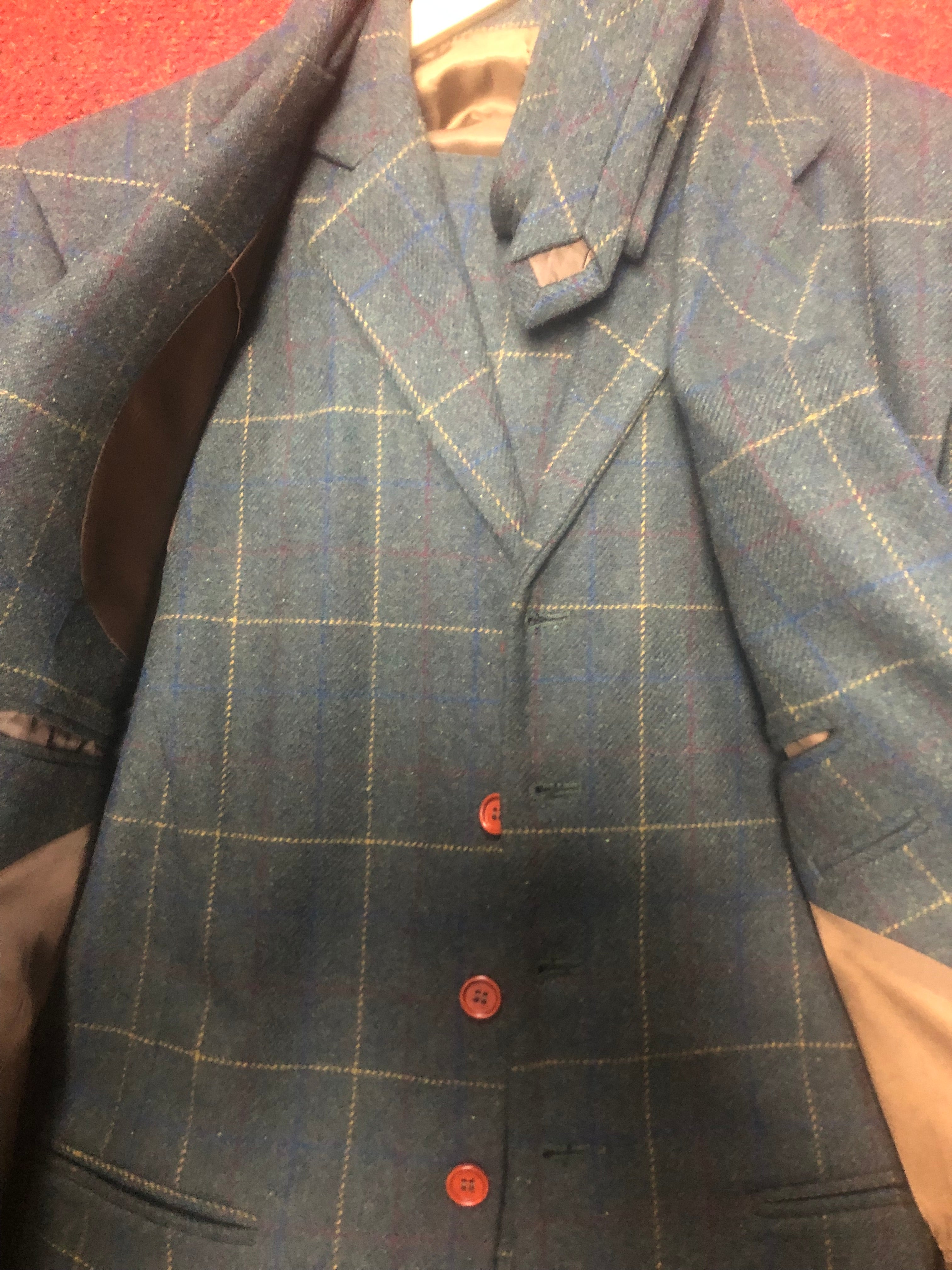Shelby 4 piece overcheck green wool suit