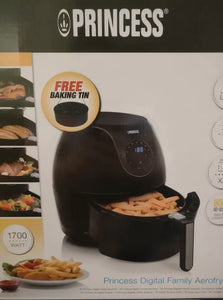 Princess Digital Air Fryer XL 5.2L 1700W Family Size +Baking Tin NEW Black 18205