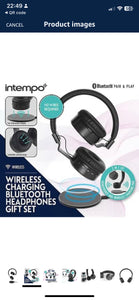 INTEMPO EE7067BLKPADSTKEU7 Wireless Bluetooth Headphones - Includes Charging Base, Foldable Headset, Cushioned Over Ear Design, Adjustable Headband, Up To 8 Hours Playtime, For Office, Travel, Home