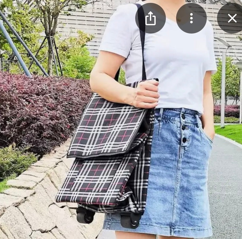 Lightweight Folding Shopping Trolley with Wheels