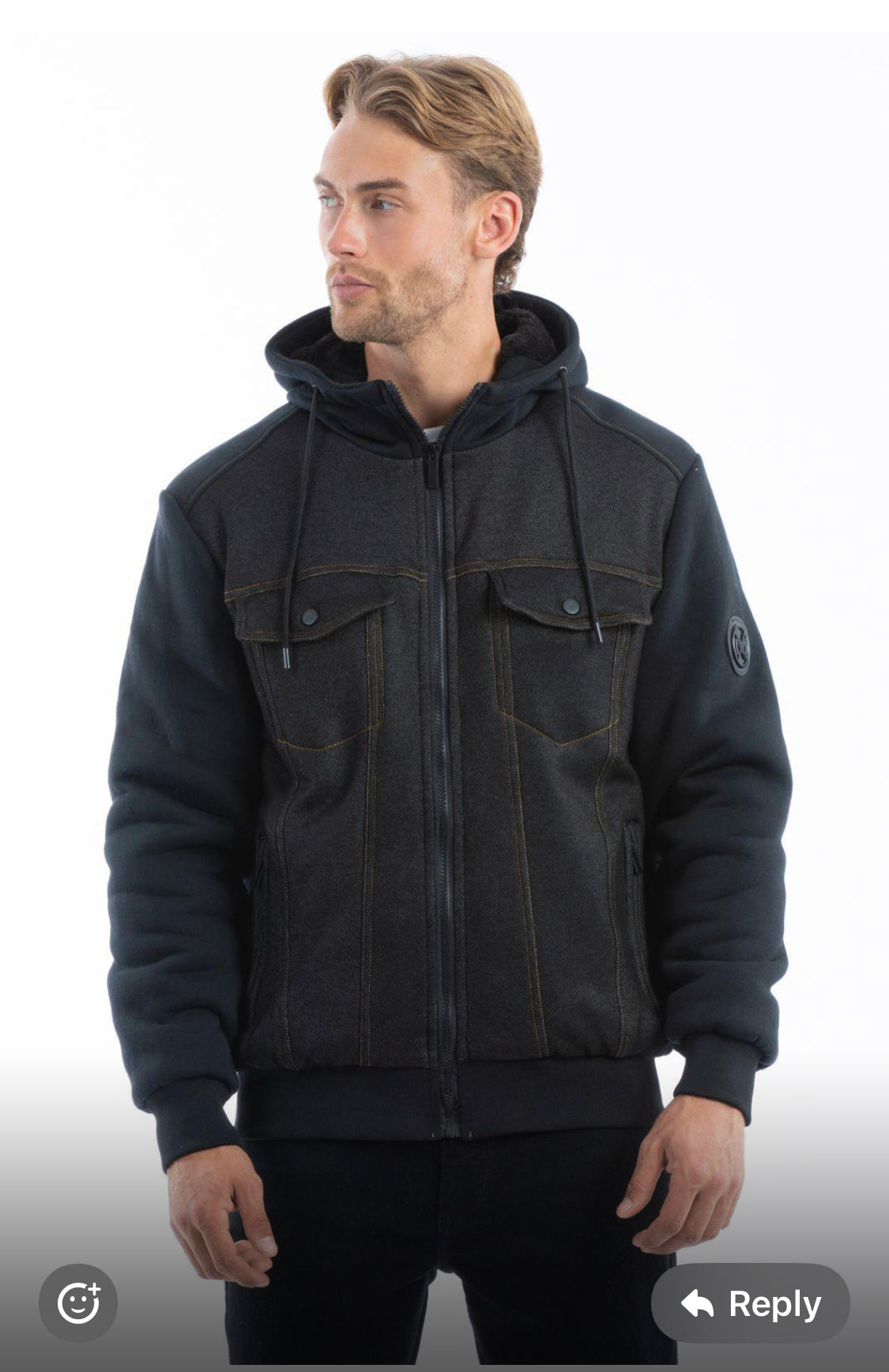 MX Flint Fur lined Black Denim front hooded zipper
