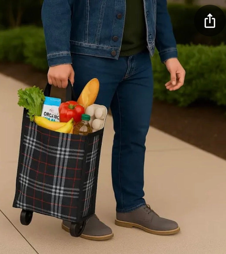 Lightweight Folding Shopping Trolley with Wheels