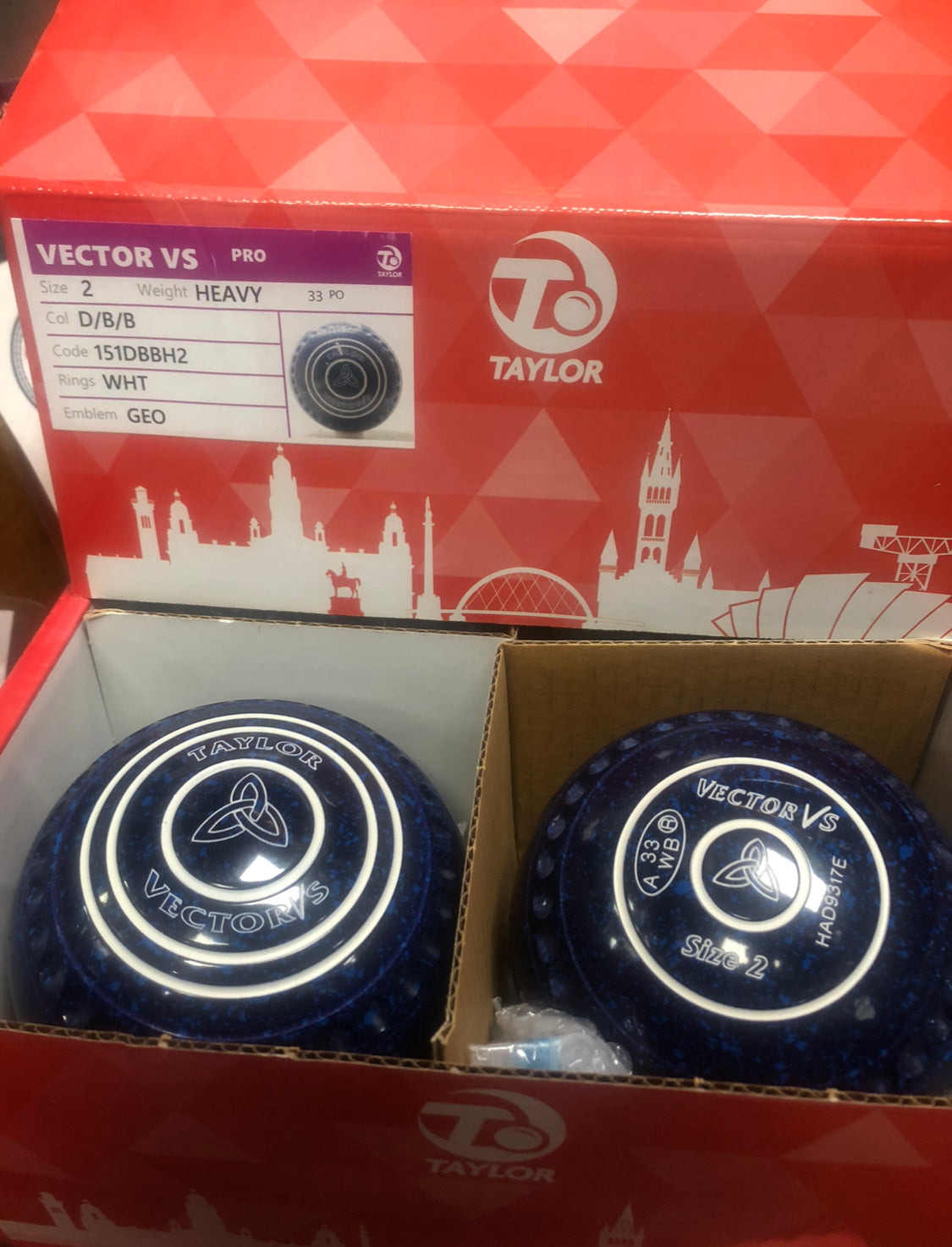 Taylor Lawn Bowls Vector VS Pro Grip in Dark Blue/Blue Speckled