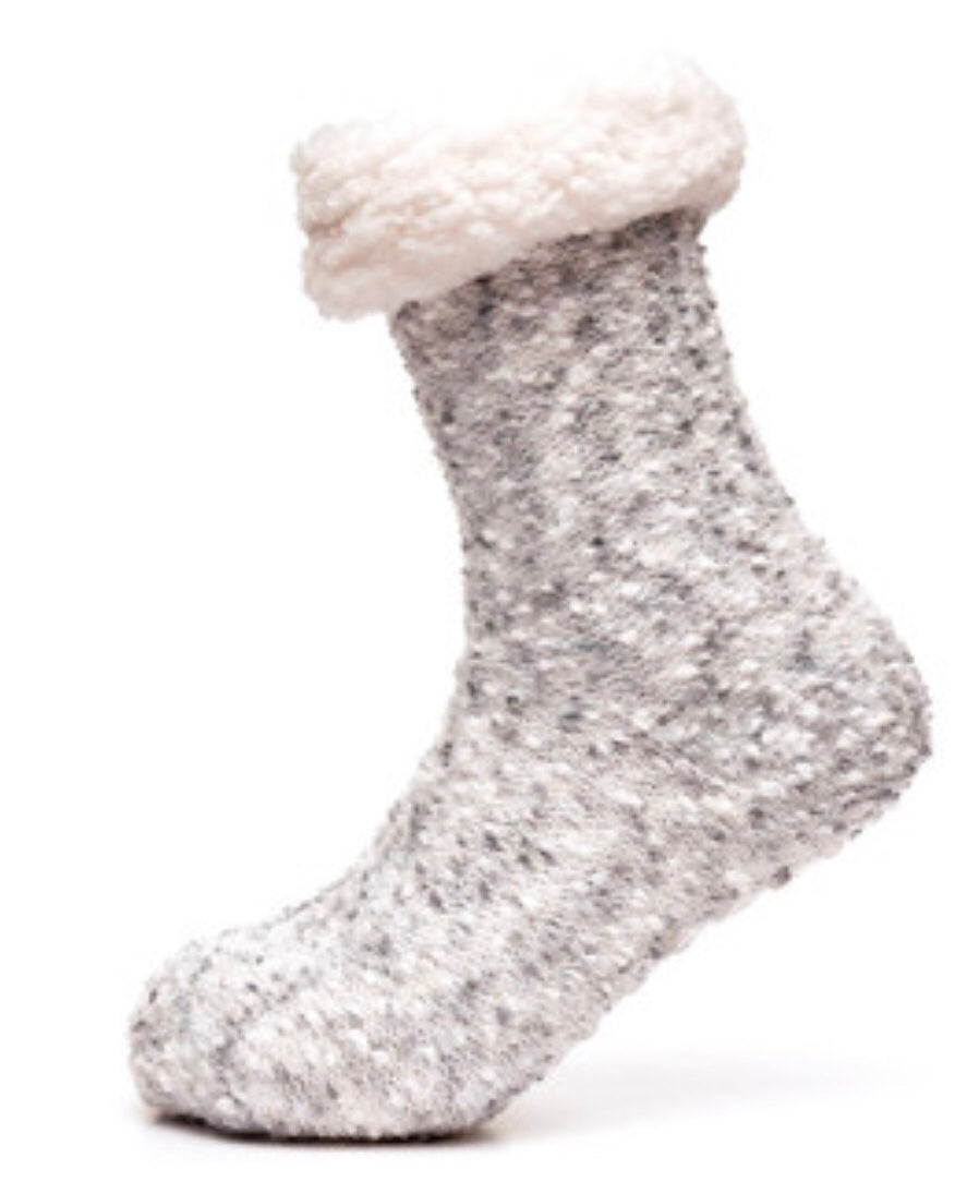 Buy 2 Get 1 pair FREE Ladies Lounge chenelle knit slippers Socks Sherpa Fleece Lined Popcorn,Leopard Texture UK4-7