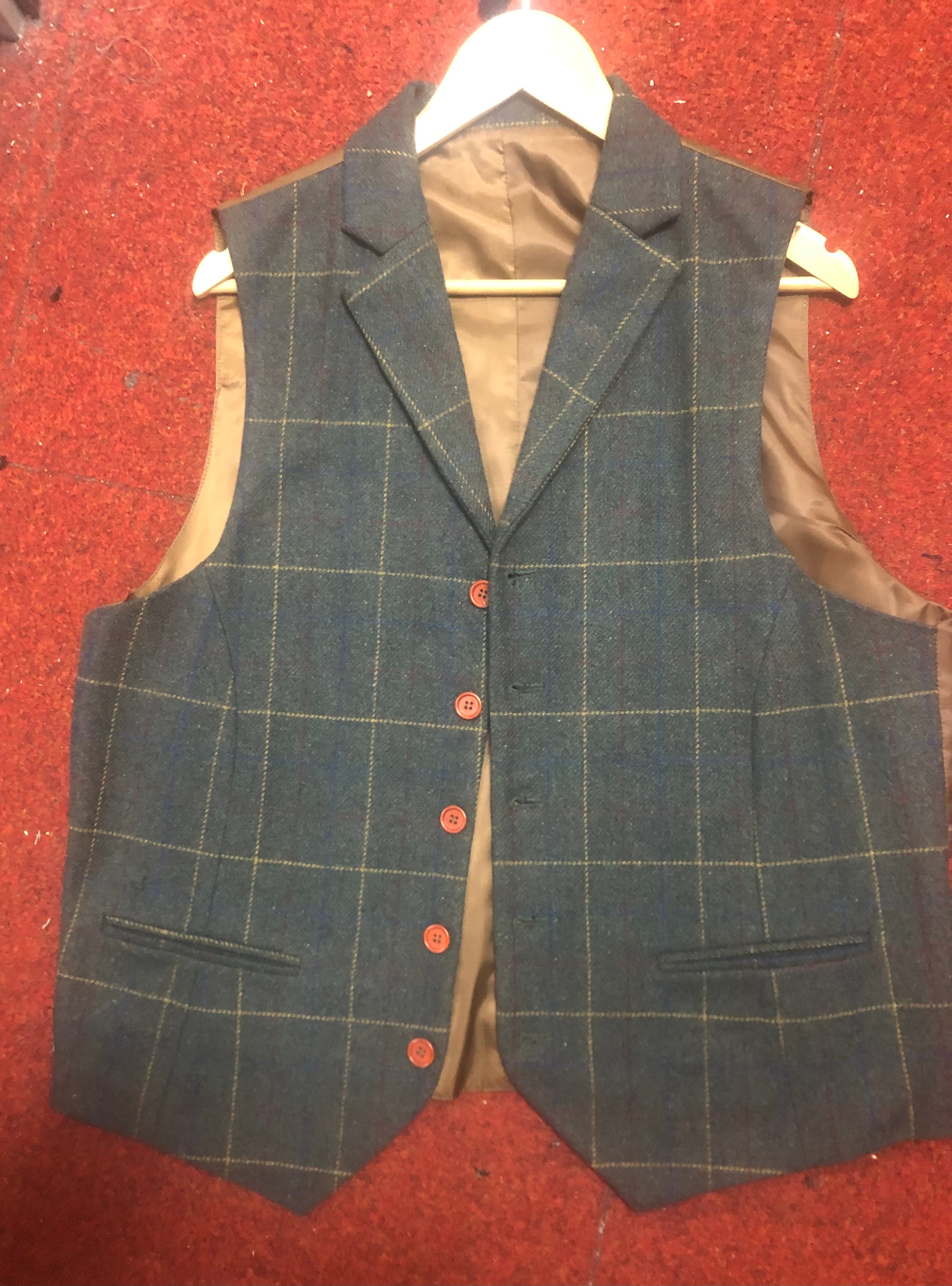 Shelby 4 piece overcheck green wool suit