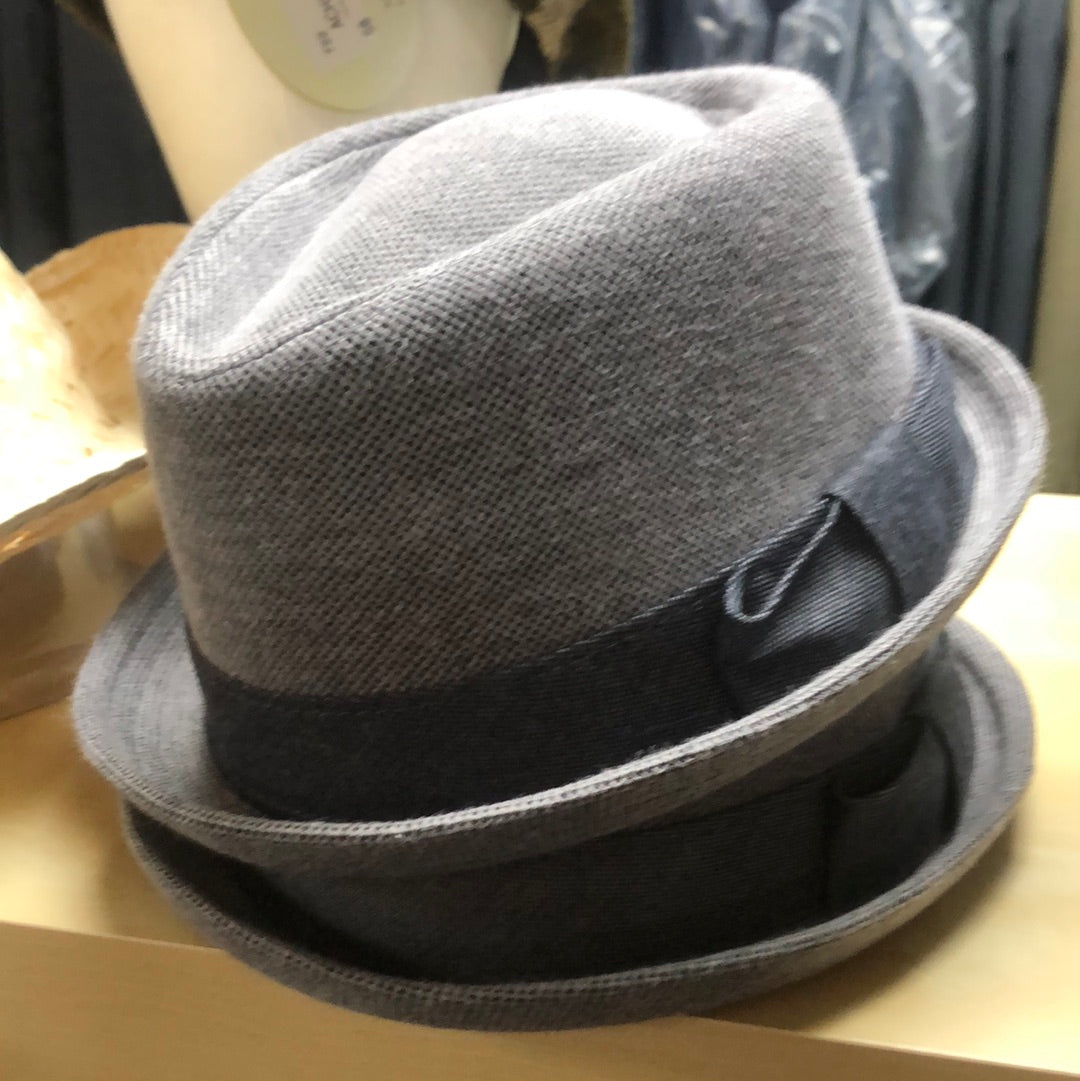 Porkpie Unisex Grey Check Tweed Hat