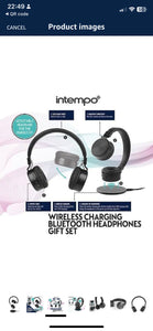 INTEMPO EE7067BLKPADSTKEU7 Wireless Bluetooth Headphones - Includes Charging Base, Foldable Headset, Cushioned Over Ear Design, Adjustable Headband, Up To 8 Hours Playtime, For Office, Travel, Home