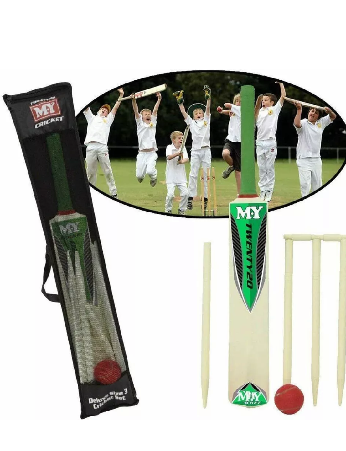 M.Y Cricket / Hot Shot Set In Mesh Carry Bag