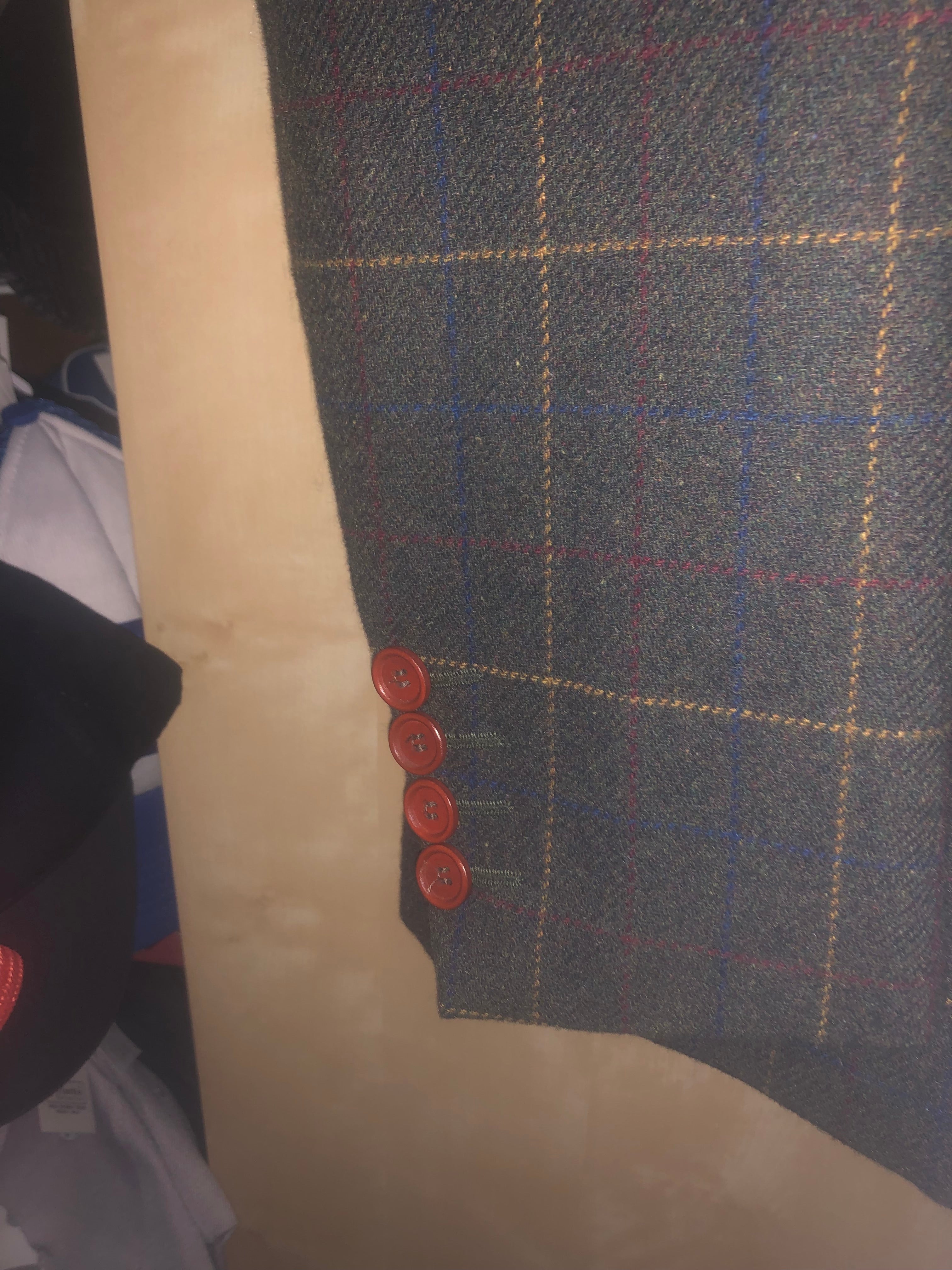 Shelby 4 piece overcheck green wool suit