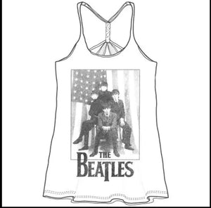 The Beatles Ladies Vest T-Shirt: Stars & Stripes Official Apple