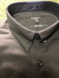 Roberto London Black Pin Collar Shirt