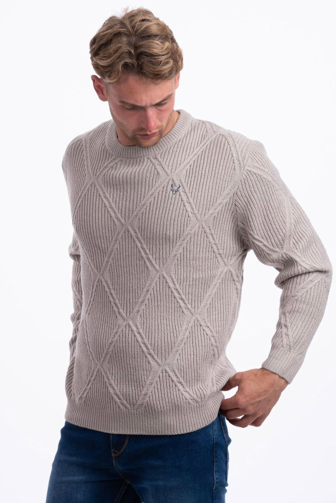 JJ WILLIS Cuthbert Crew neck cable knit