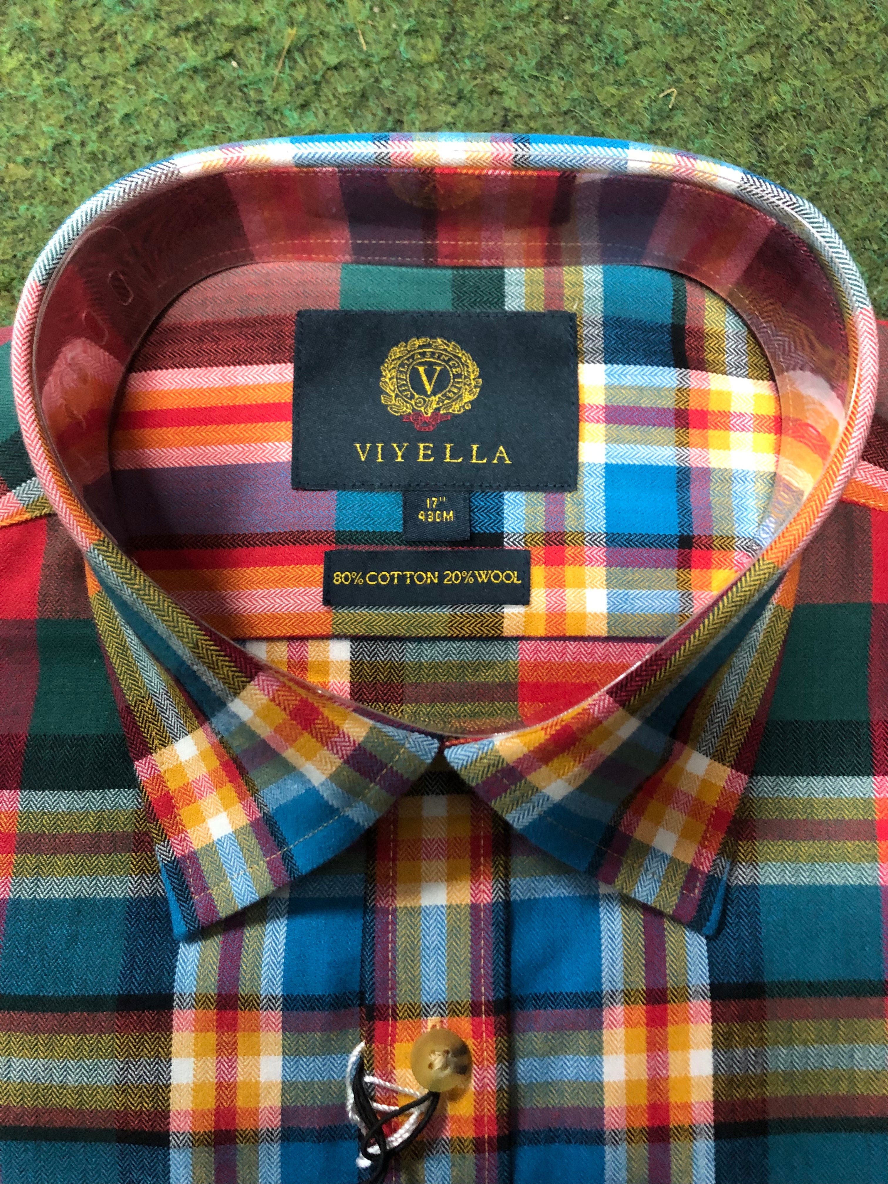 Viyella 80/20 Oxblood Red Plaid Slim Fit Shirt with Button Down Collar