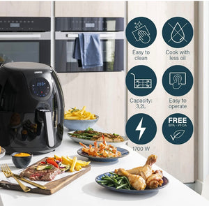 Princess Digital Air Fryer XL 5.2L 1700W Family Size +Baking Tin NEW Black 18205