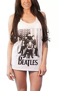 The Beatles Ladies Vest T-Shirt: Stars & Stripes Official Apple