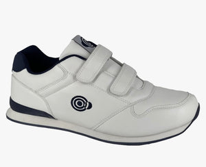 Dek Mens Axis Trainer Style Touch Fastening Lawn Bowling Shoes White/Navy