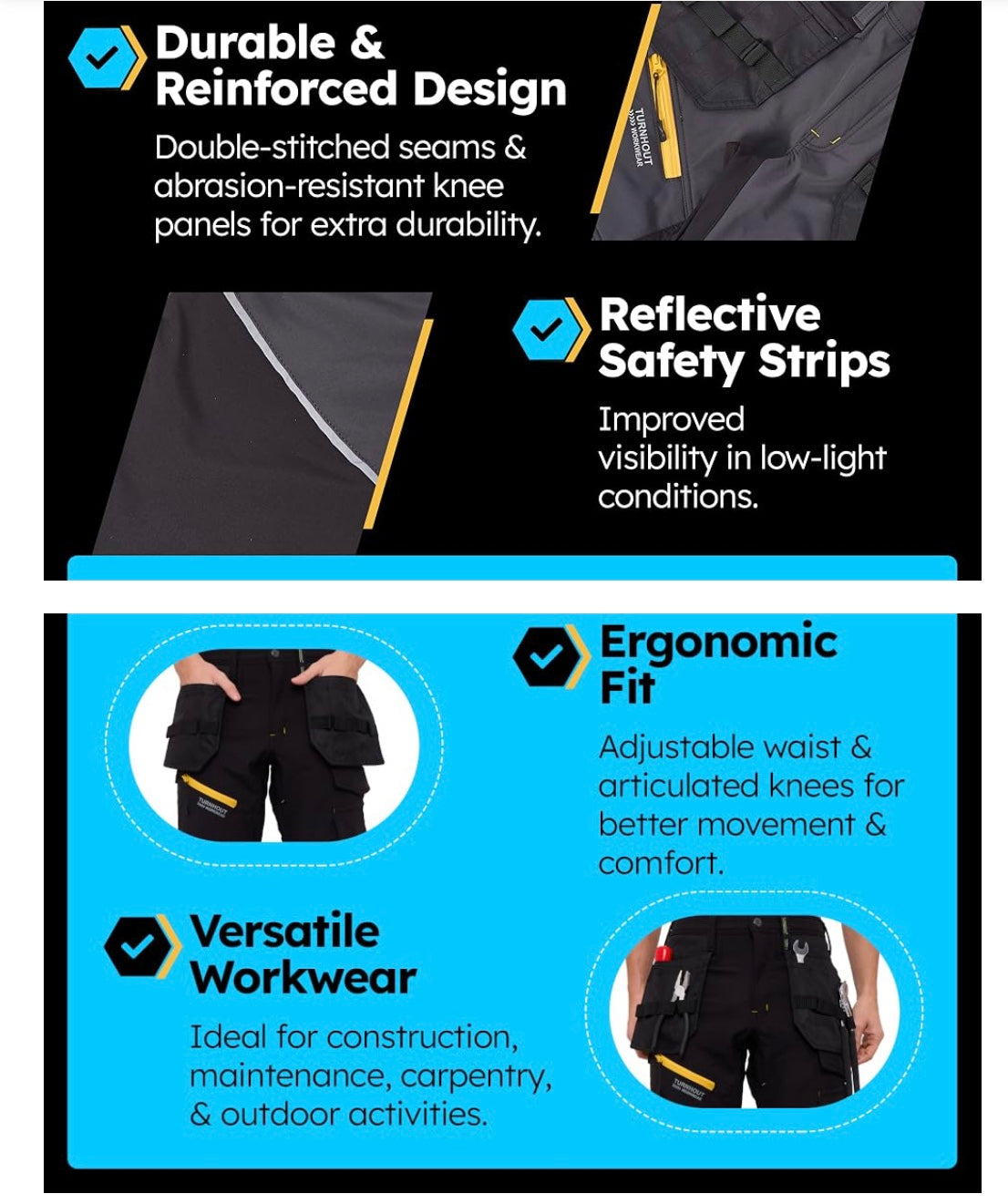Turnhout Soft Shell Cargo Work Trousers Safety Combat Pants