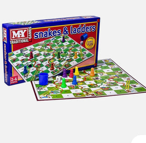 M.Y Traditional Games Snakes and Ladders Kids Board Game Family Play Set Traditional Children Games