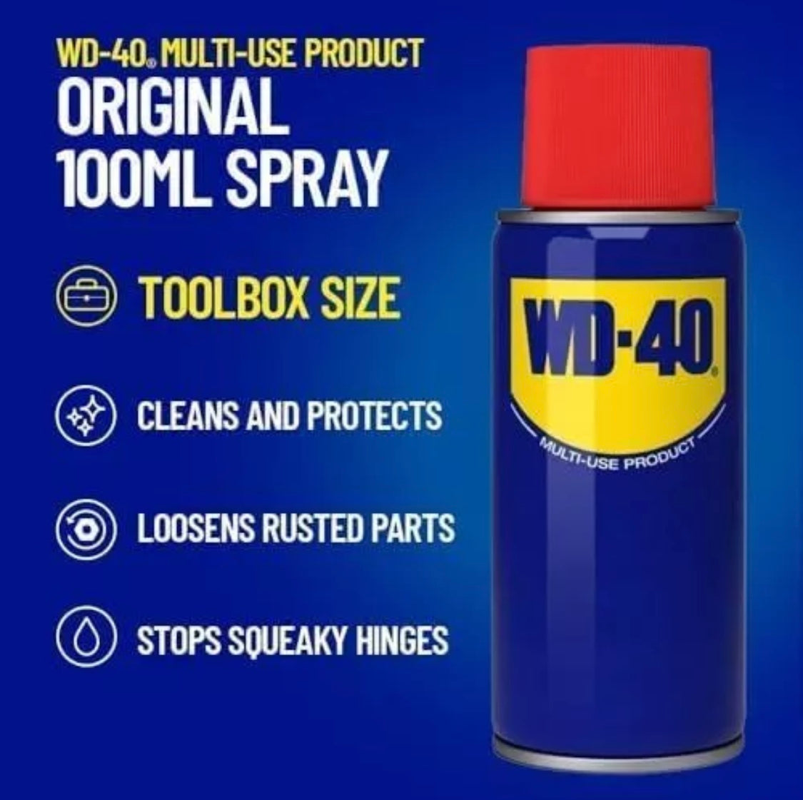 WD-40 Multi-Use Product Original Spray Can for Cleaning 100ml Toolbox Size