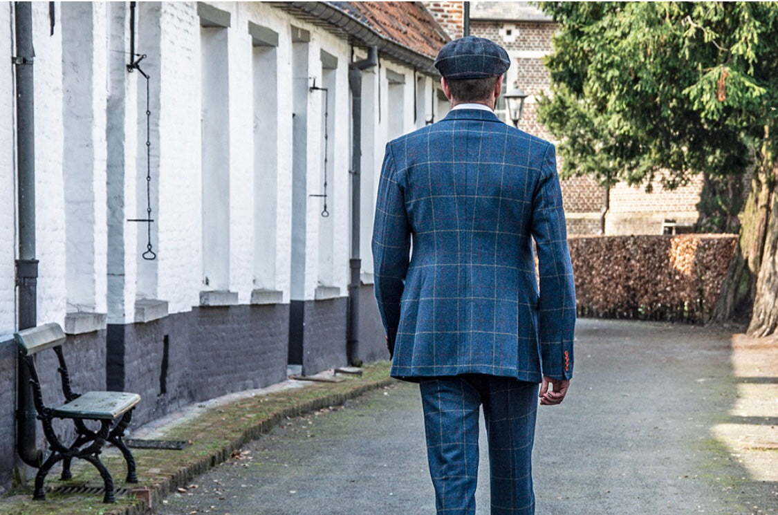 Shelby 4 piece overcheck green wool suit