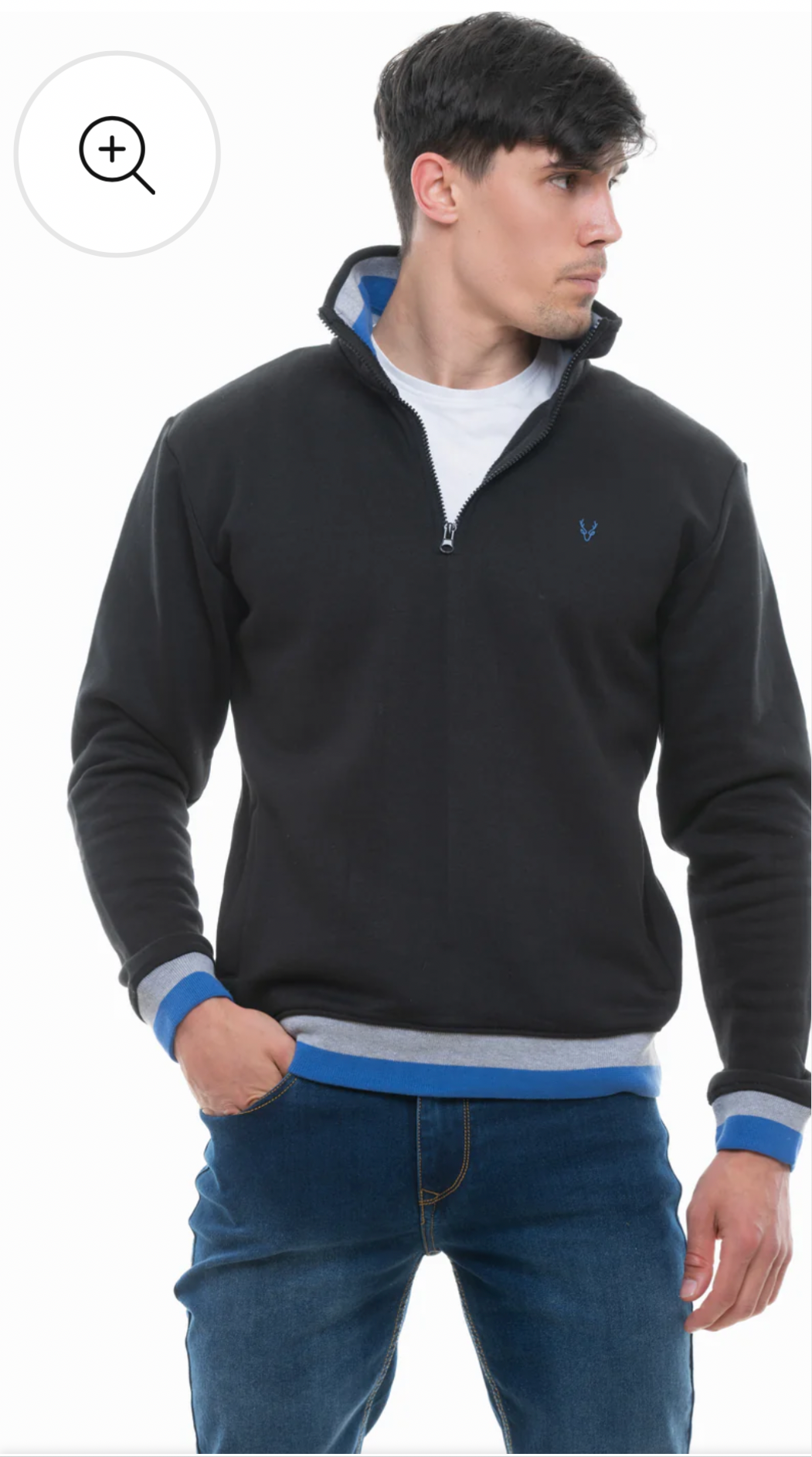 JJ WILLIS Harry 1/4 zip Sweat with Stripe Rib