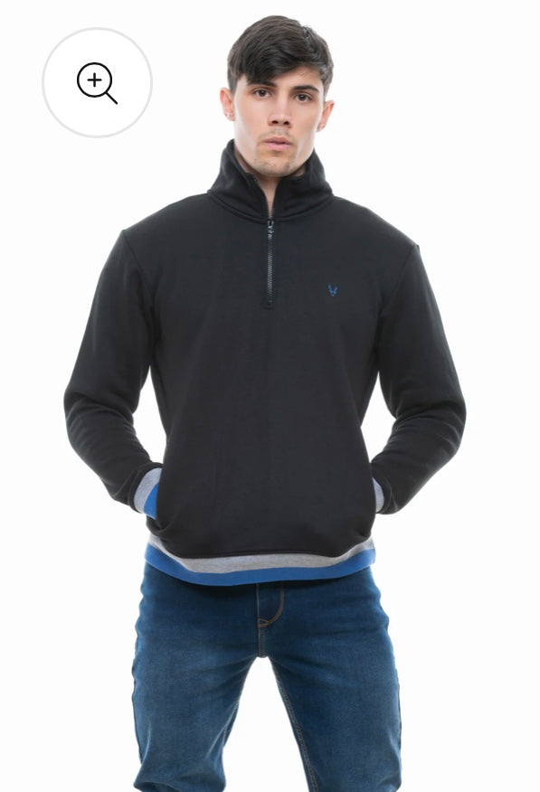 JJ WILLIS Harry 1/4 zip Sweat with Stripe Rib