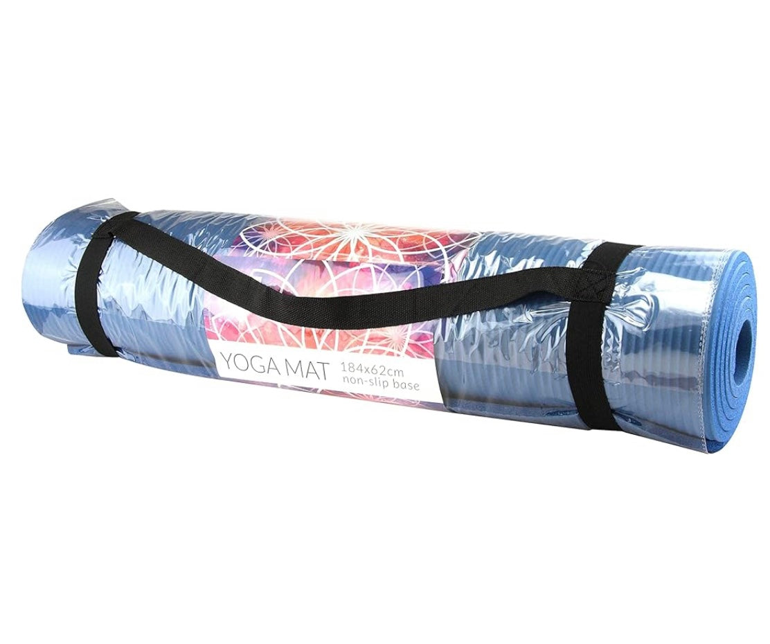 Apollo Yoga Mat Gym Exercise Fitness Workout Mat Roll Up with Handy Strap 10mm 184x62cm