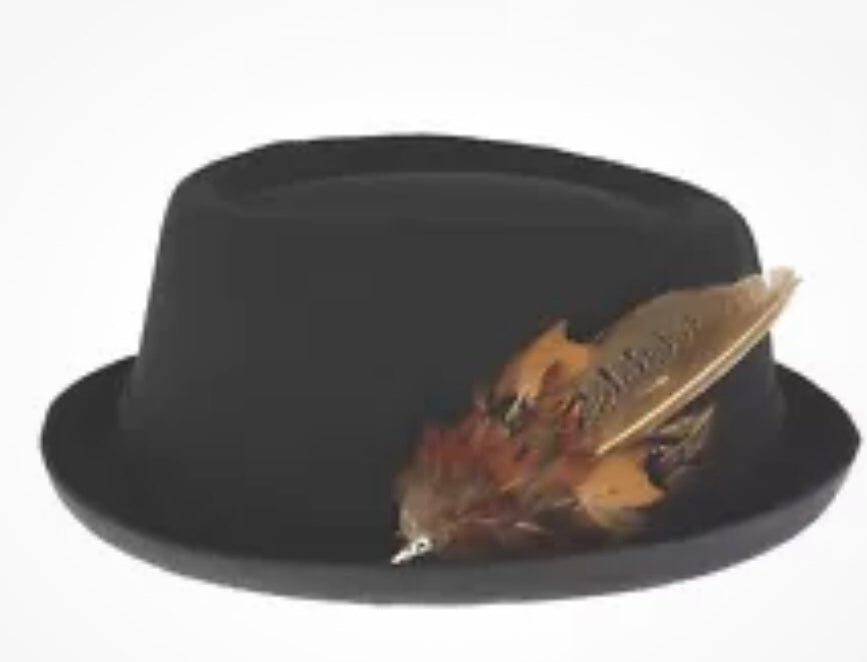 Pork Pie Hat with Removable Feather