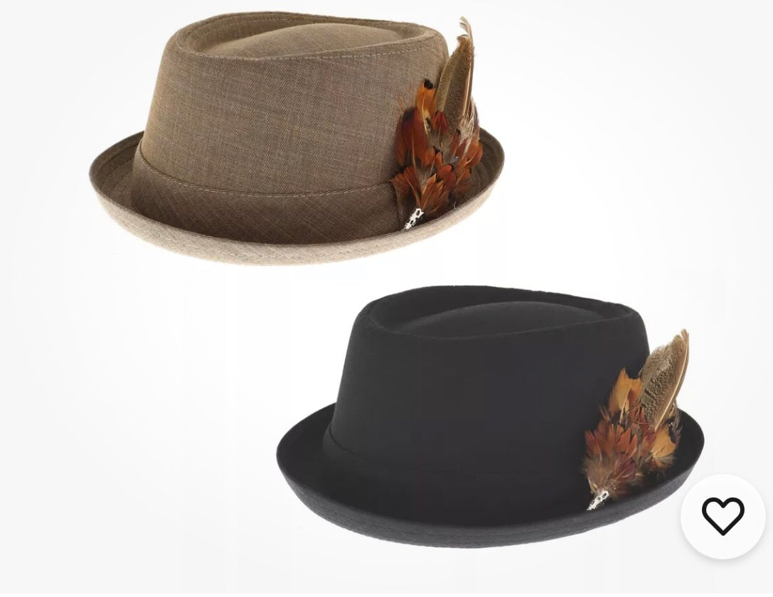 Pork Pie Hat with Removable Feather