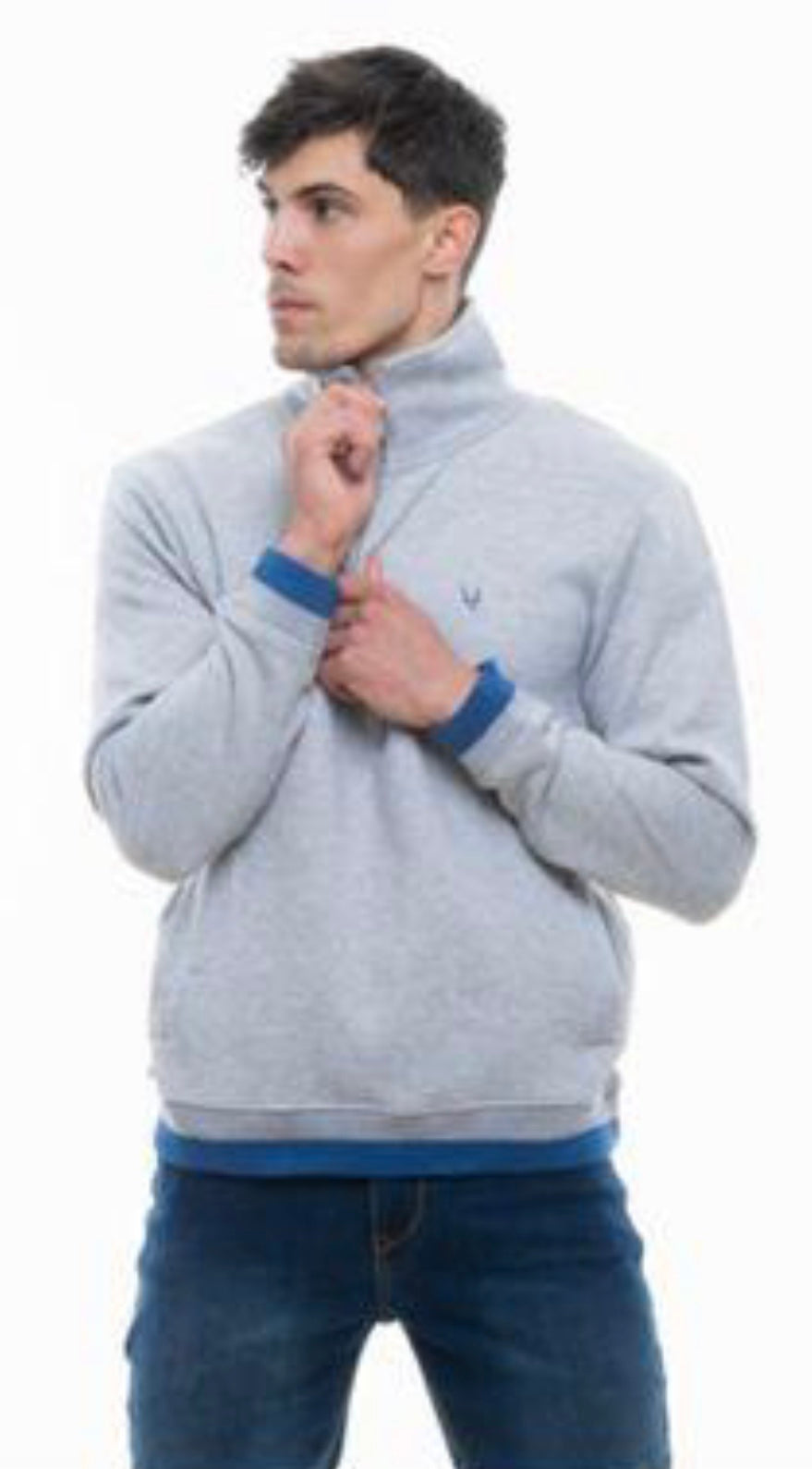 JJ WILLIS Harry 1/4 zip Sweat with Stripe Rib