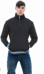 JJ WILLIS Harry 1/4 zip Sweat with Stripe Rib