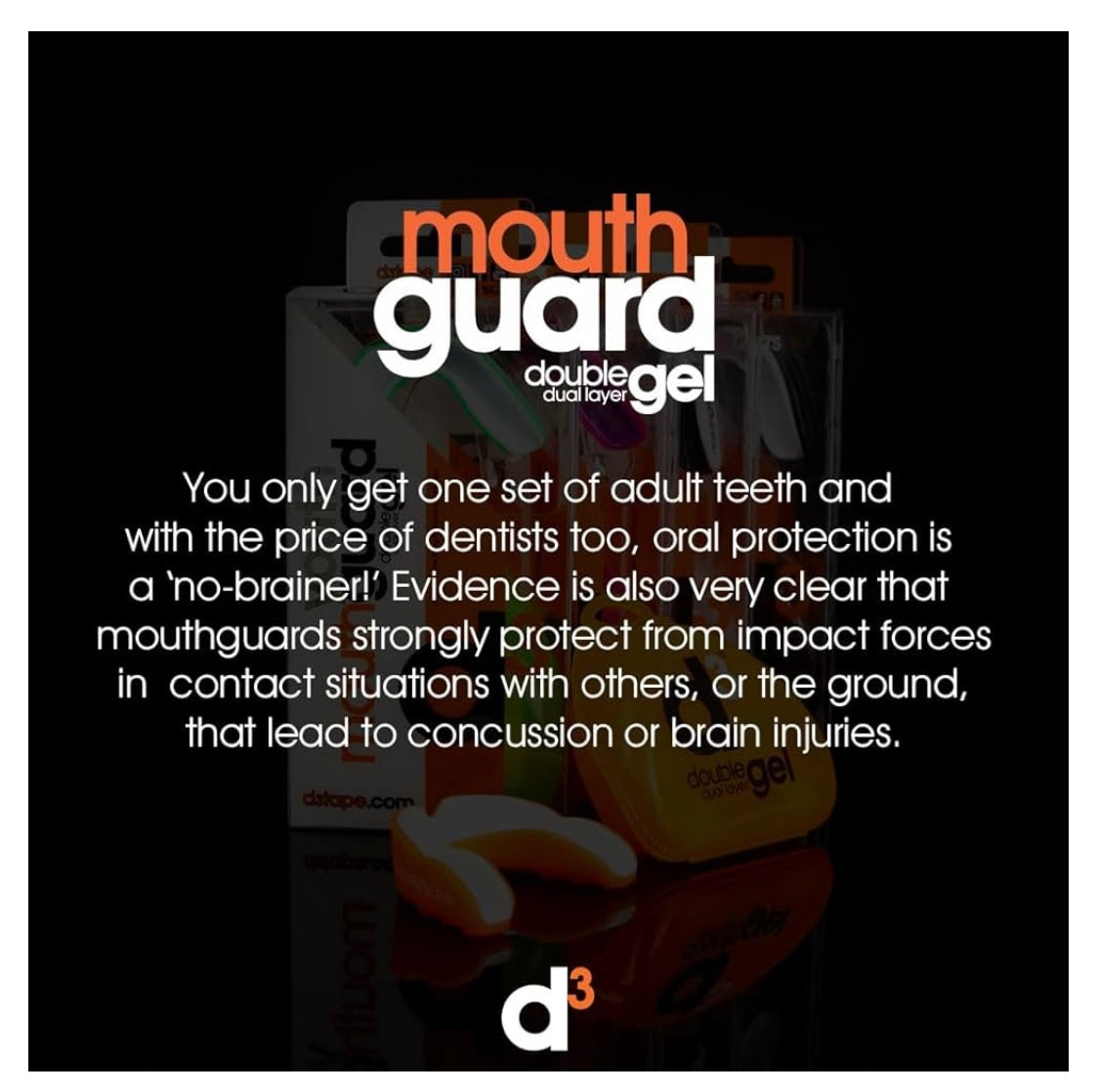 d3 Mouth Guard - Double dual layer gel Youth & Adult