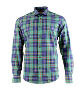 Viyella 80/20 Green & Blue House Check Slim Fit Shirt