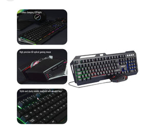 Intempo EE6419STKUK7V2 Set Tastiera E Mouse Da Gioco - Retroilluminazione LED Arcobaleno, Tasti Rialzati, Mouse Ottico 6D, USB