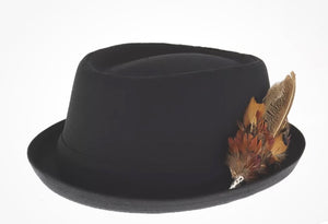 Pork Pie Hat with Removable Feather