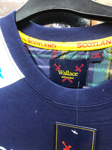 Wallace Of Scotland
Navy Blue Shoulder Saltire Flag With Scotland T-Shirt