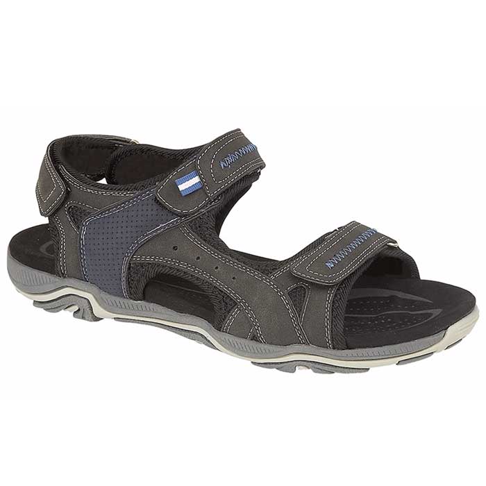 PDQ Men’s Black Triple Adjustable Strap Sports Sandals