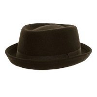 Porkpie Unisex Black Wool Hat