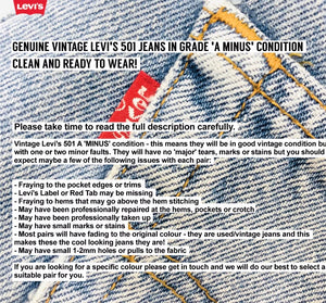 Levis 501 Vintage Denim Jeans Recycled Seconds