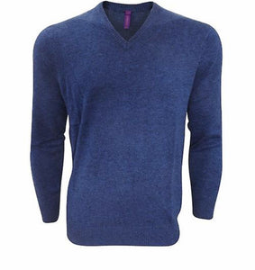 Henbury Mens V-Neck Tri-Blend Marl Sweater/Jumper
