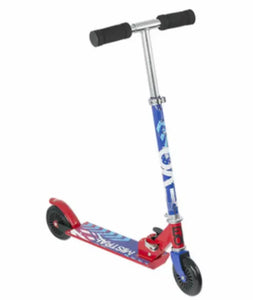 EVO Folding Inline Kids Boys Scooter 2 Wheel Steel Frame Easy Grip Red and Blue